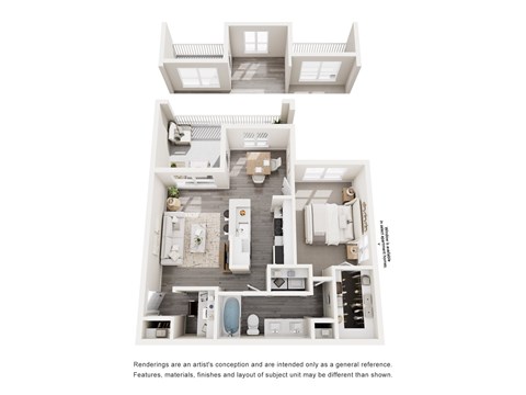 Floor plan for 1 bed, 1 bath, 802 sqft